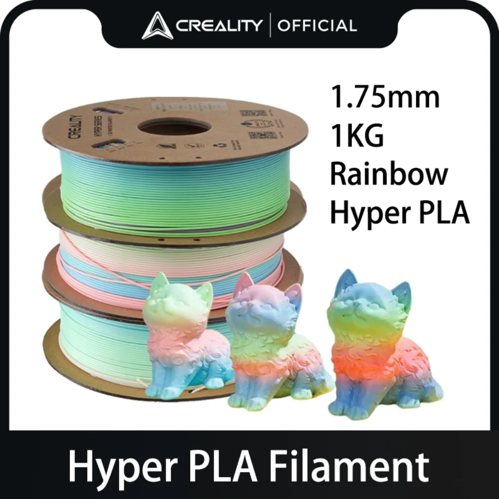 CREALITY Hyper PLA Rainbow Filament Gradient 3D Printing 1.75mm 1KG High-speed Color 1.25g/cm Environmental Friendly Paper Reel