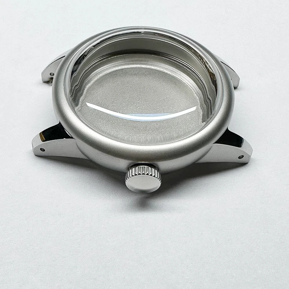 Military Retro Watch Case 36mm Modify For NH35 Movement Sapphire Crystal Bubble Mirror Stainless Steel 10Bar Men's Watch Parts