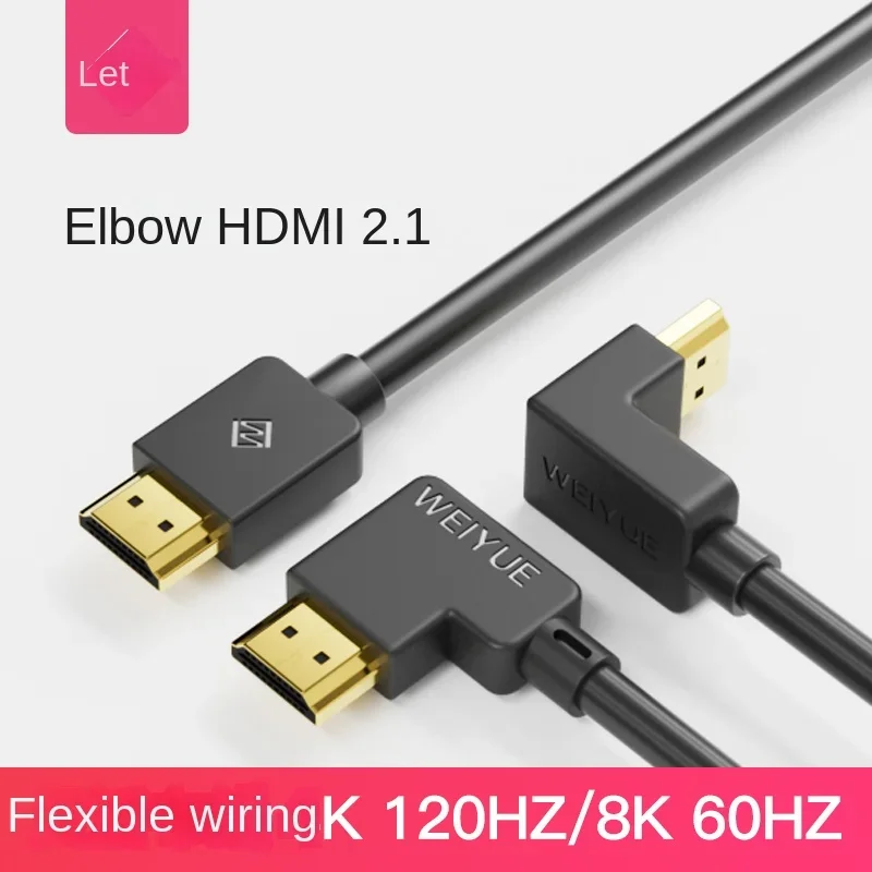 Câble Coudé à Angle Droit Compatible HDMI pour Ordinateur, Vidéo HD PS5, Version 2.1, 8k @ 60hz, 4k @ 120hz