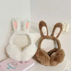 New Cartoon Rabbit Ear Warm Earmuffs Rabbit Ear Plush Folding Earflap Cold Protection Soft Windproof Ear Cap Outdoor