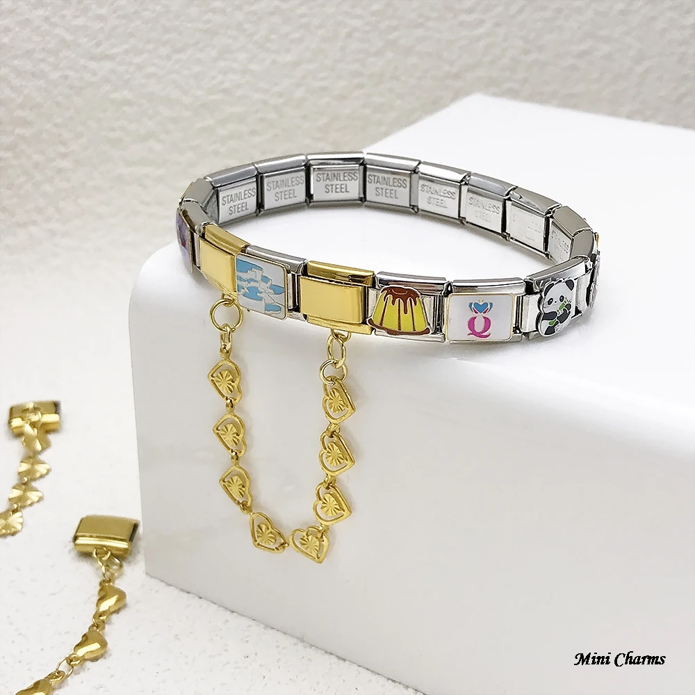 Damen Edelstahl 16 Stile Hängende Herz-Ketten-Anhänger Passend für 9mm Armband Edelstahl DIY Schmuckherstellung Italienischer Schmuck – Detail 5