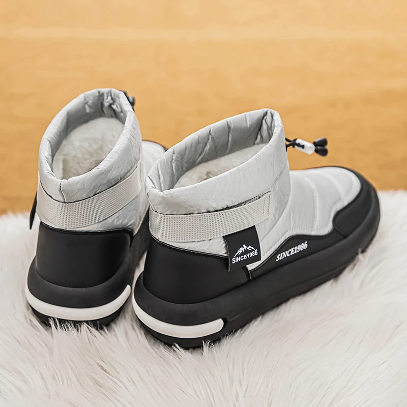 Men's casual snow boots winter warm plush cotton shoes fashion outdoor lightweight soft-sole comfort walking sports tide boots