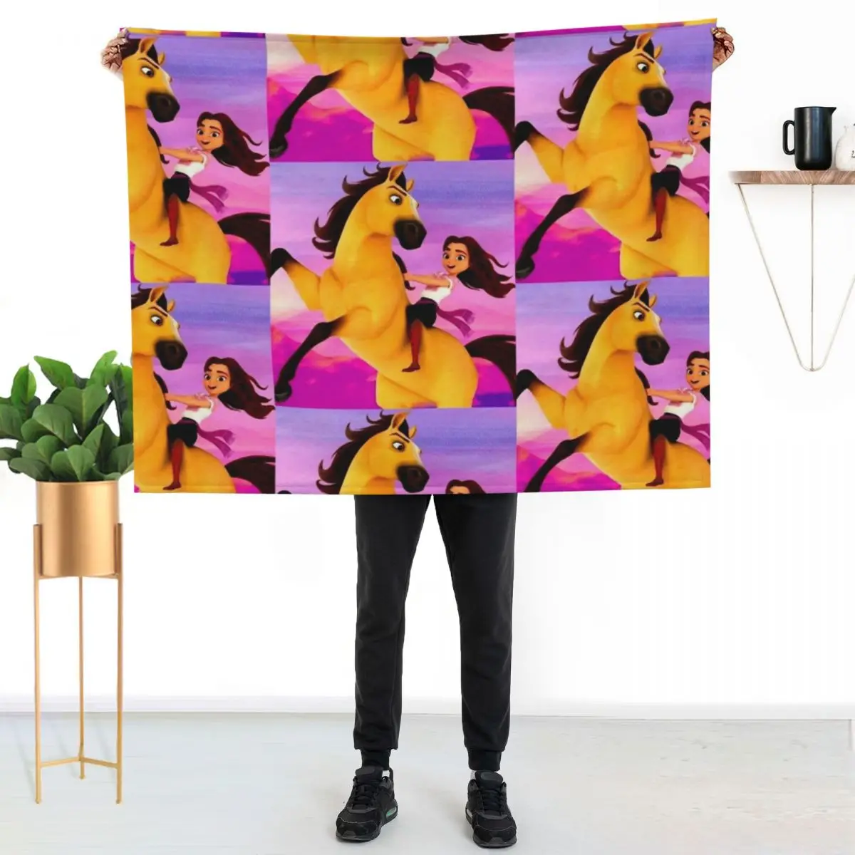 Lucky Prescott, Spirit, cartoon, 2021, the indomitable, steed, Stallion of the Cimarron Throw Blanket sofa bed Blankets