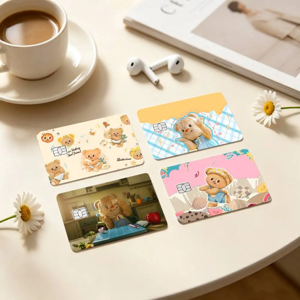 Cute B-butter Bear Card Stickers Credit Card DIY Card Protector Stickers Waterproof Film Skin Cover