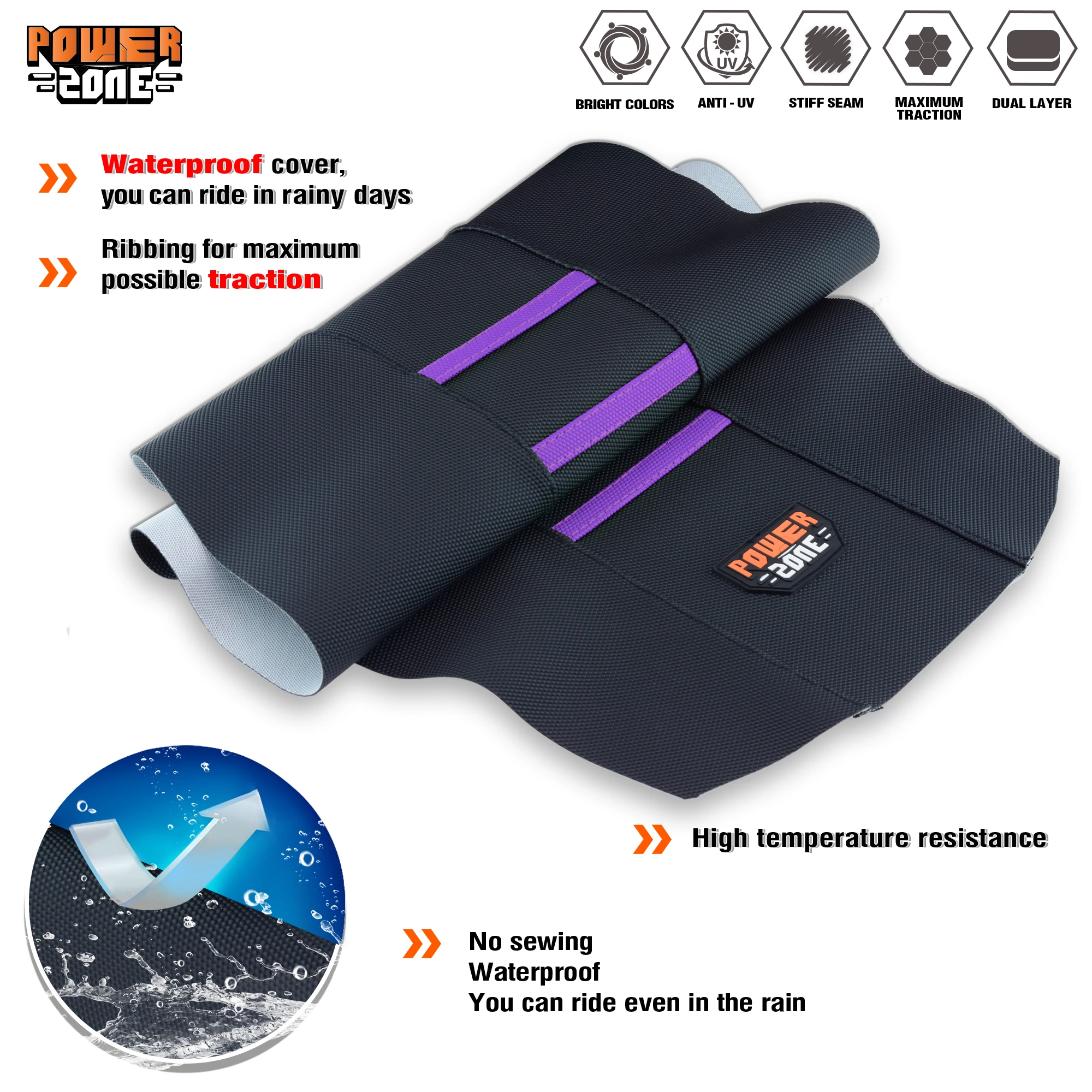 Powerzone العالمي مضلع غطاء مقعد لينة مقاوم للماء عدم الانزلاق مضلع غطاء مقعد دراجة نارية ل SXF EXC KXF CRF YZF WR TC TE #5