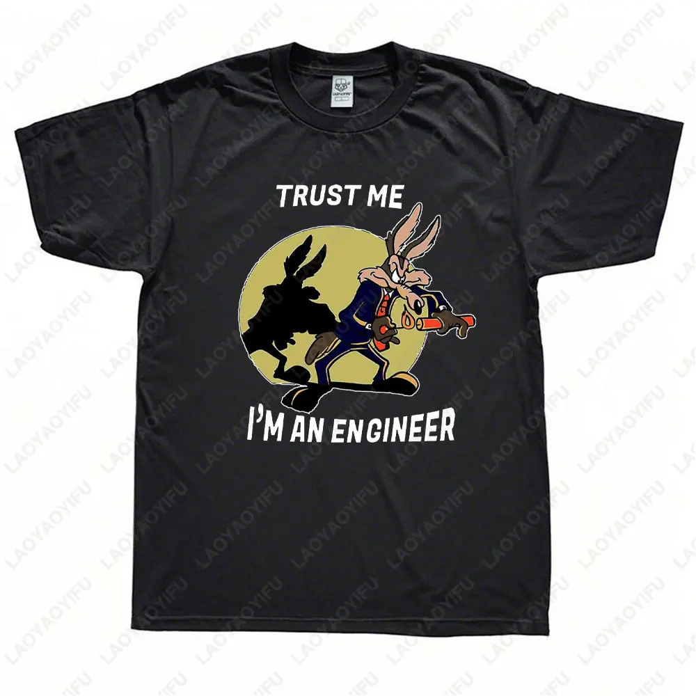 ثق بي أنا مهندس عربة ذئب القطن تي شيرت البلوز البيسبول البلوز الرجال النساء للجنسين فضفاض صديقها هدية قميص #2