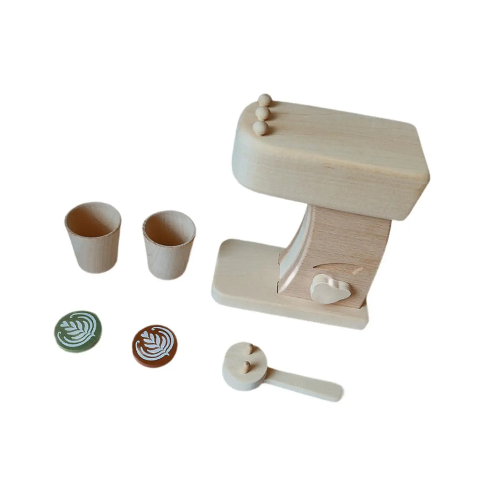 

Wooden Coffee Maker Set Play Kitchen Accessory for Children Kids Toddlers