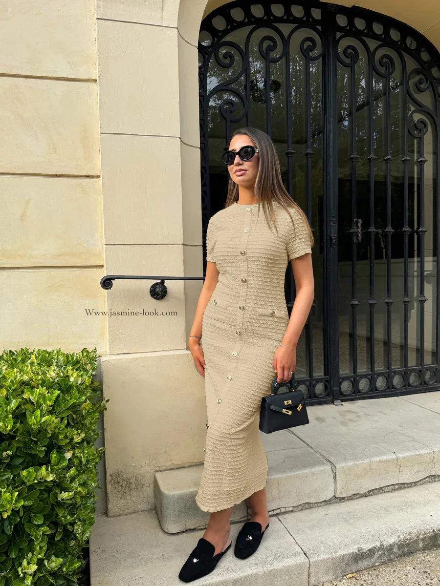 

CHAXIAOA Womens Dresses 2025 Solid Color Vintage Slim-Fit Flattering Knitted Casual Daily Long Elegant Party Dresses