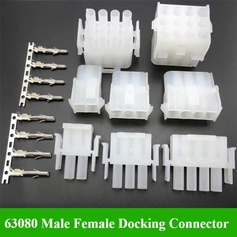 

5-50Pcs 63080 2P/3P/4P/5P/6P/9P/12P TE Automobile Elevator Connector Socket 6.3MM Pitch Male Female Plug Air Docking+Terminal