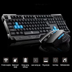 Elisona Gamer 2.4G Wireless Keyboard Mouse Set Gaming Key Board Mice Combos for Computer Overwatch Lol Csgo Dota Game