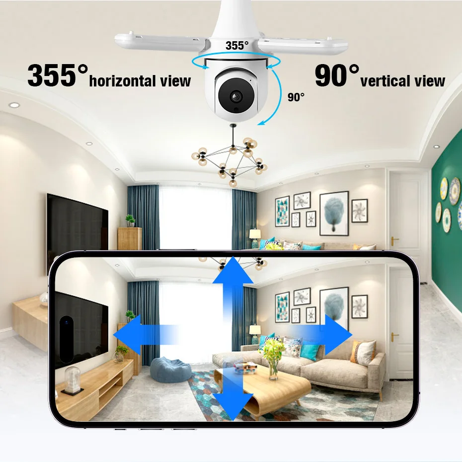 KERUI لمبة كاميرا مصباح ليد 3MP WIFI IP كاميرا AI تتبع اتجاهين الصوت للرؤية الليلية داخلي مراقبة أمن الوطن CCTV #6