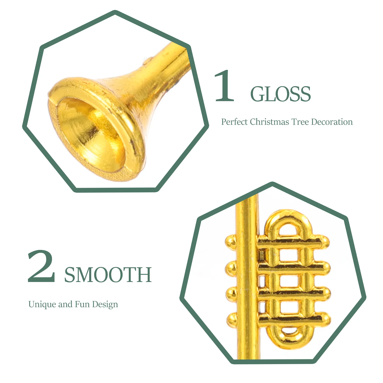 

10Pcs Christmas Tree Ornaments Trumpet Shape Musical Instrument Decoration Festive Xmas Hanging Decor Perfect for Party
