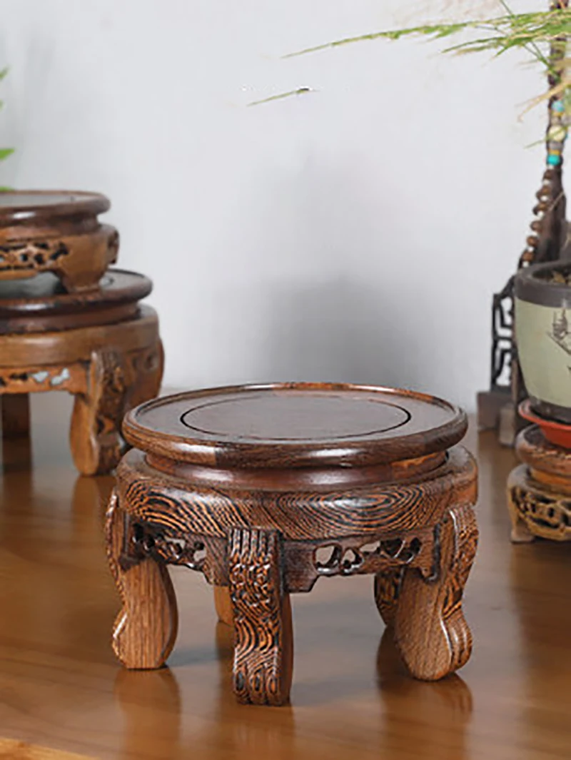 

Wenge Solid Wooden Pedestal Display Stand, Carving Crafts, Vase Ornaments, Circular Bonsai, Buddha, Aquarium, Teapot Base Disp