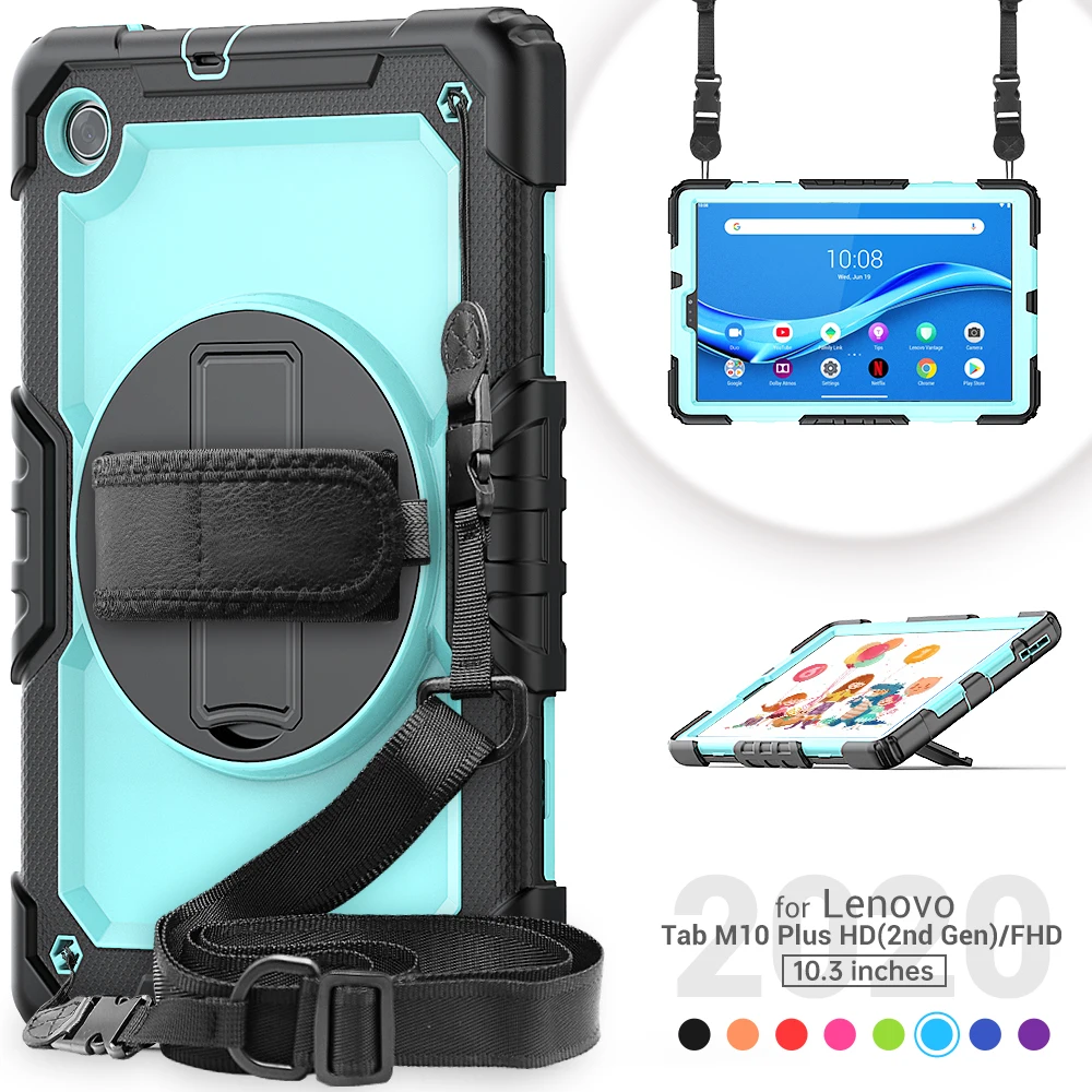 Armor Case For Lenovo Tab M11 Xiaoxin Pad 2024 TB330FU TB-X306F X306X K10 M10 3rd Gen TB328FU K11 Wrist Strap Kickstand Cover