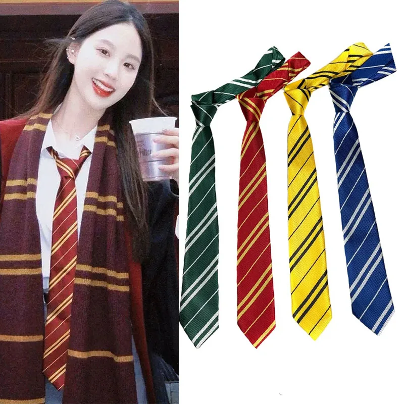 4 Colors Halloween Tie Poter Magic School Cosplay Costume Twill Casual College Costume Necktie Access Themed Party Costume Props