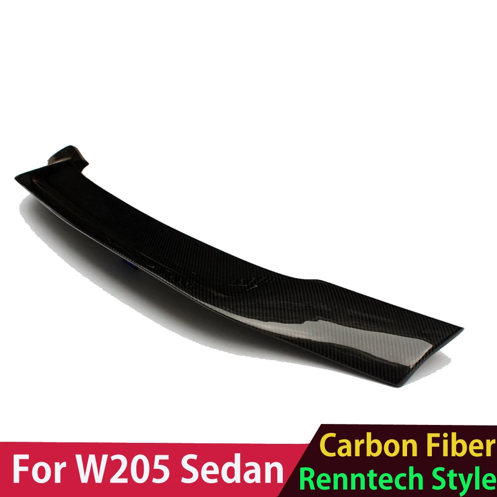 W205 Renntech Style Spoiler Carbon Fiber Rear Boot Trunk Lip for Mercedes C Class W205 4 Door Sedan 2015-2021