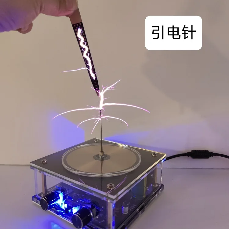 Flat Tesla Coil Arc Playing Music Interval Lighting Touchable Arc