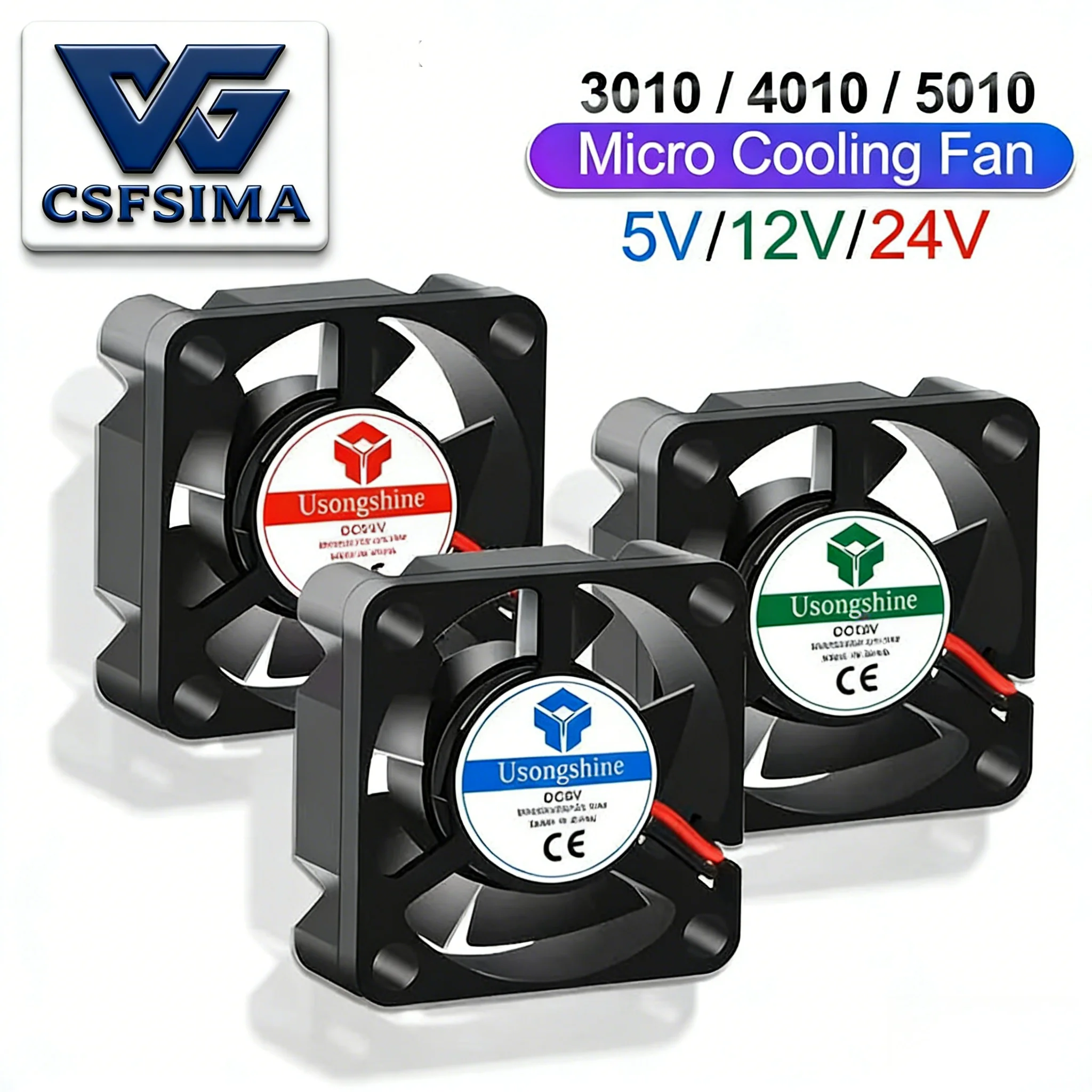 

Вентилятор охлаждения для 3D-принтера 3010 4010 5010 12В 24В 5В 2-контактный, низкий уровень шума, совместим с J-Hotend Ender 3, радиатором охлаждения