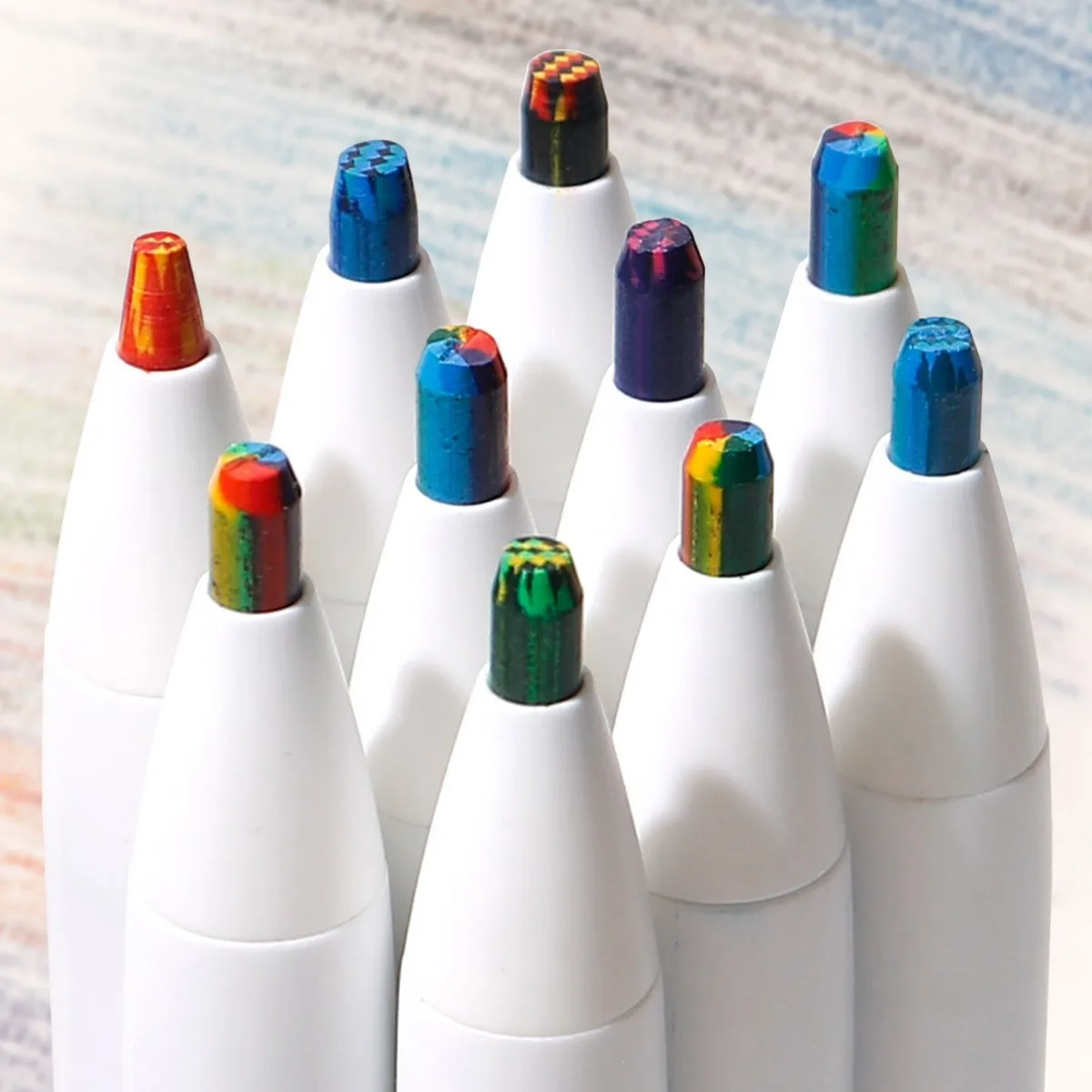 8Pcs Colorful Rainbow Automatic Pencils, Multi-color One-Stroke Drawing Pencils, No-Sharpen Art Pencils for Kids & Students