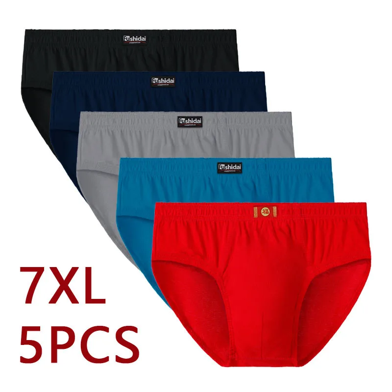 5pcs/Lot 7XL Men Briefs 100% Cotton Men\'s Underwear Male Briefs Underpants for Men Panties Men Underwear Briefs New Comfortable