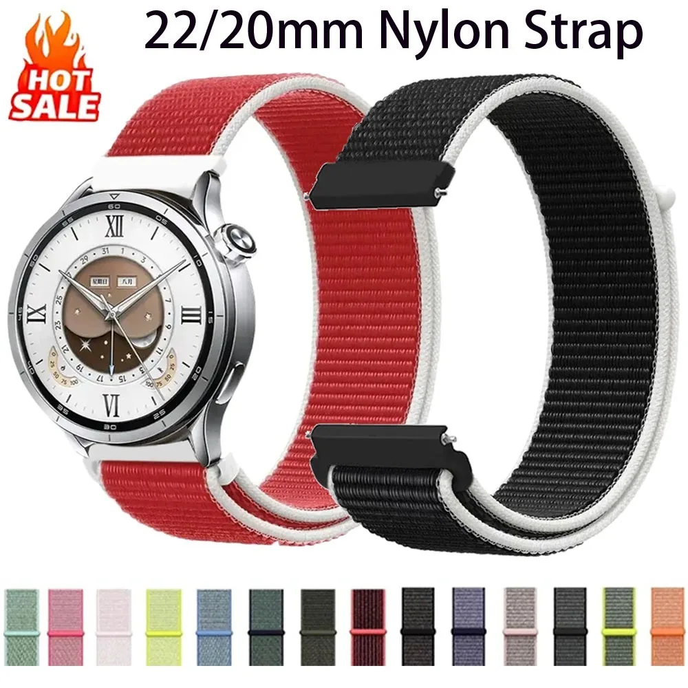 22/20mm Nylon Strap for Xiaomi Watch 5/S5 Flag Style Breathable Bracelet Band for OPPO Watch S/X3 Oneplus Watch Lite/3 Accessory