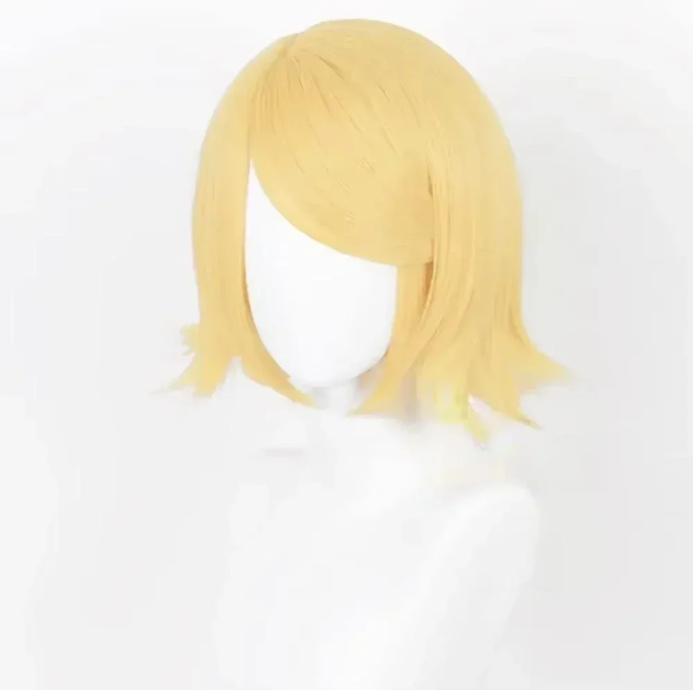 Picture 6: 2026 New High Quality Rin Len Cosplay Wig Short Light Golden Women Man Heat Resistant Synthetic Hair Anime Wigs + Hairnet