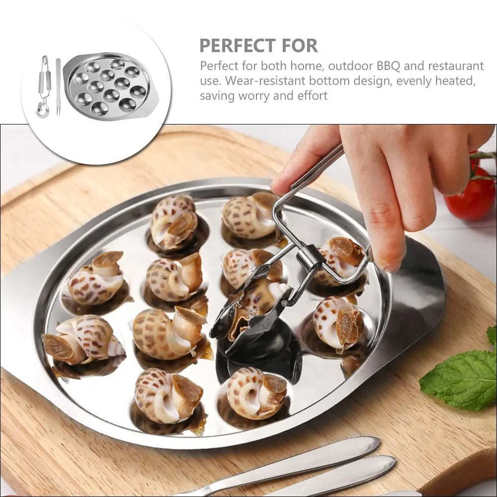 

1 Set Stainless Steel Escargot Dish 12 Holes Snail Baking Plate For Home Restaurant Bbq Use Shellfish Baking Pan Kitchen Tool