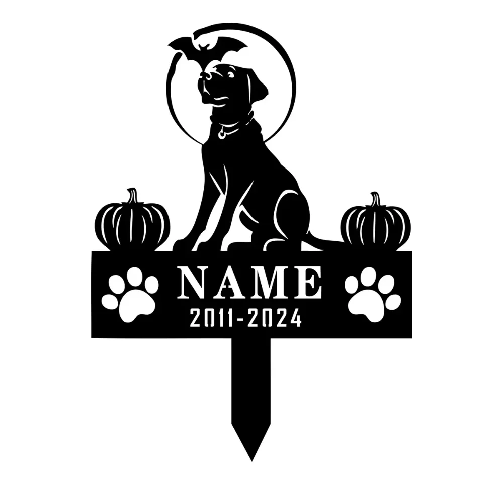 Expertly Crafted Custom Halloween Personalized Dog Memorial Sign with Metal Stake Ideal as Pet Grave Marker for Labrador Lovers