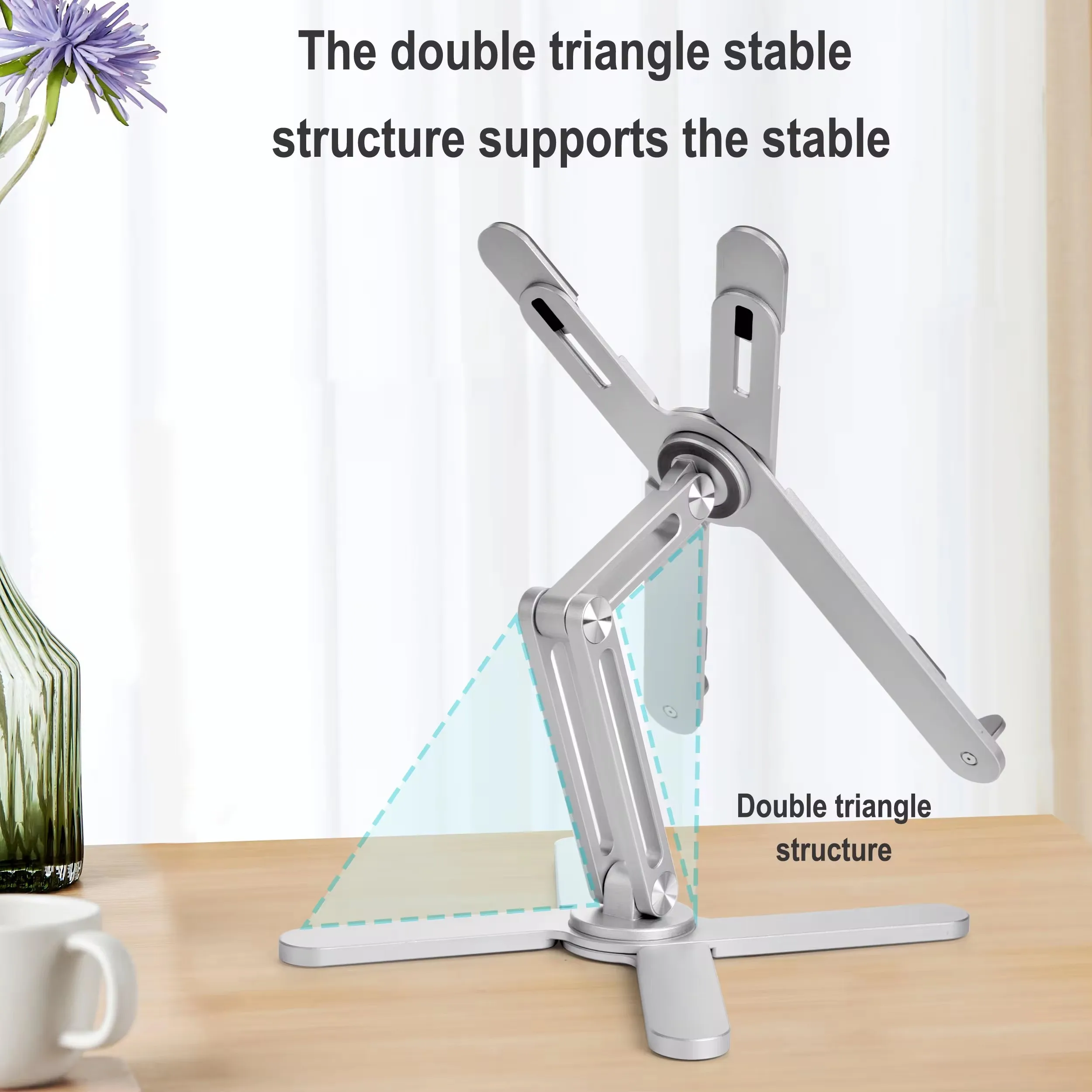 Imagem -02 - Portátil Liga de Alumínio Tablet Suporte Dobrável Telescópico Desktop Stand Rotação de 360 ° Levantamento Notebook Table Holder