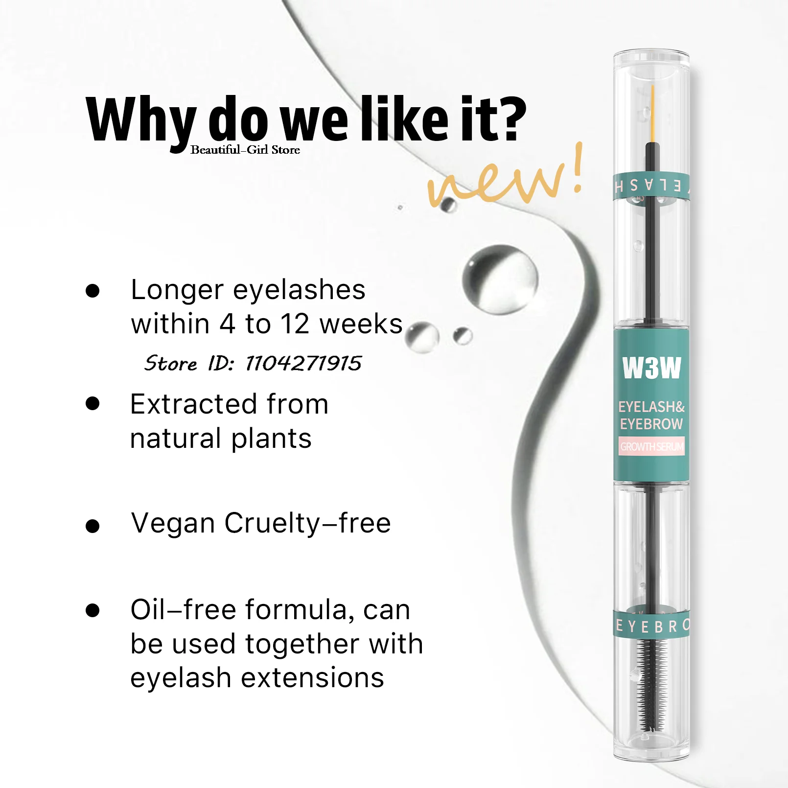 Siero per la crescita rapida delle ciglia 7 giorni Ciglia naturali Siero lungo e spesso Liquido per il trattamento delle ciglia arricciate più spesse e piene