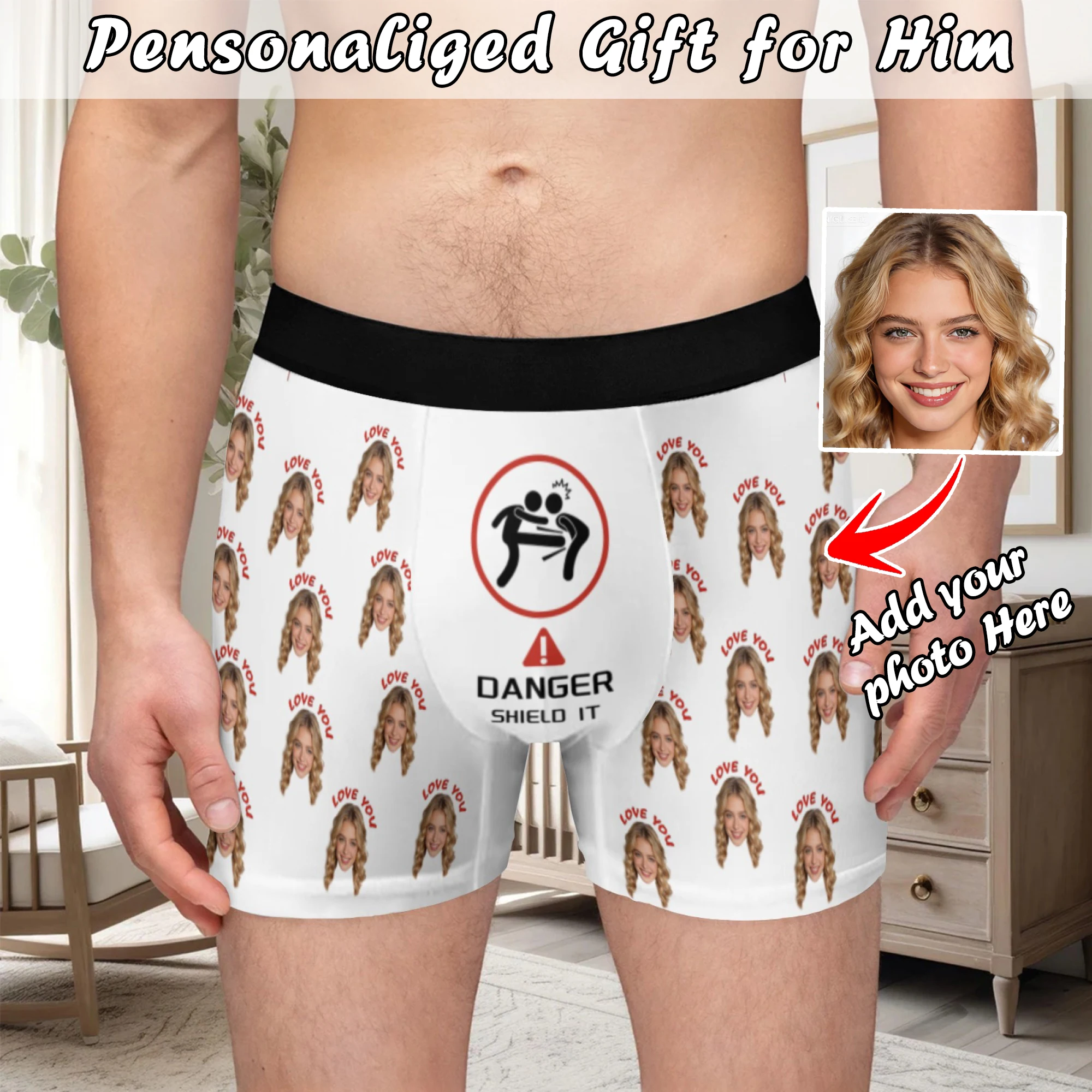 Personalized facial photo customization flat underwear customization men's Valentine's Day gift for husband gift for father