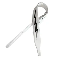 Correa ajustable de cuero PU para Guitarra eléctrica, cinturón de hombro con patrón de rayo blanco, bajo acústico