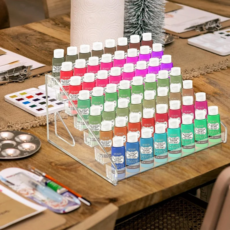 1 PCS Paint Storage Box, Craft Paint Storage Rack Transparent Plastic Miniature Paint Rack 7-Layer Paint Storage Rack
