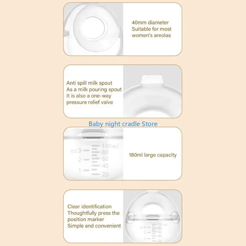 حافظة J2FF من السيليكون لجامع حليب الثدي مانعة للتسرب بسعة 100 مل، رعاية لطيفة وسعة كبيرة #3