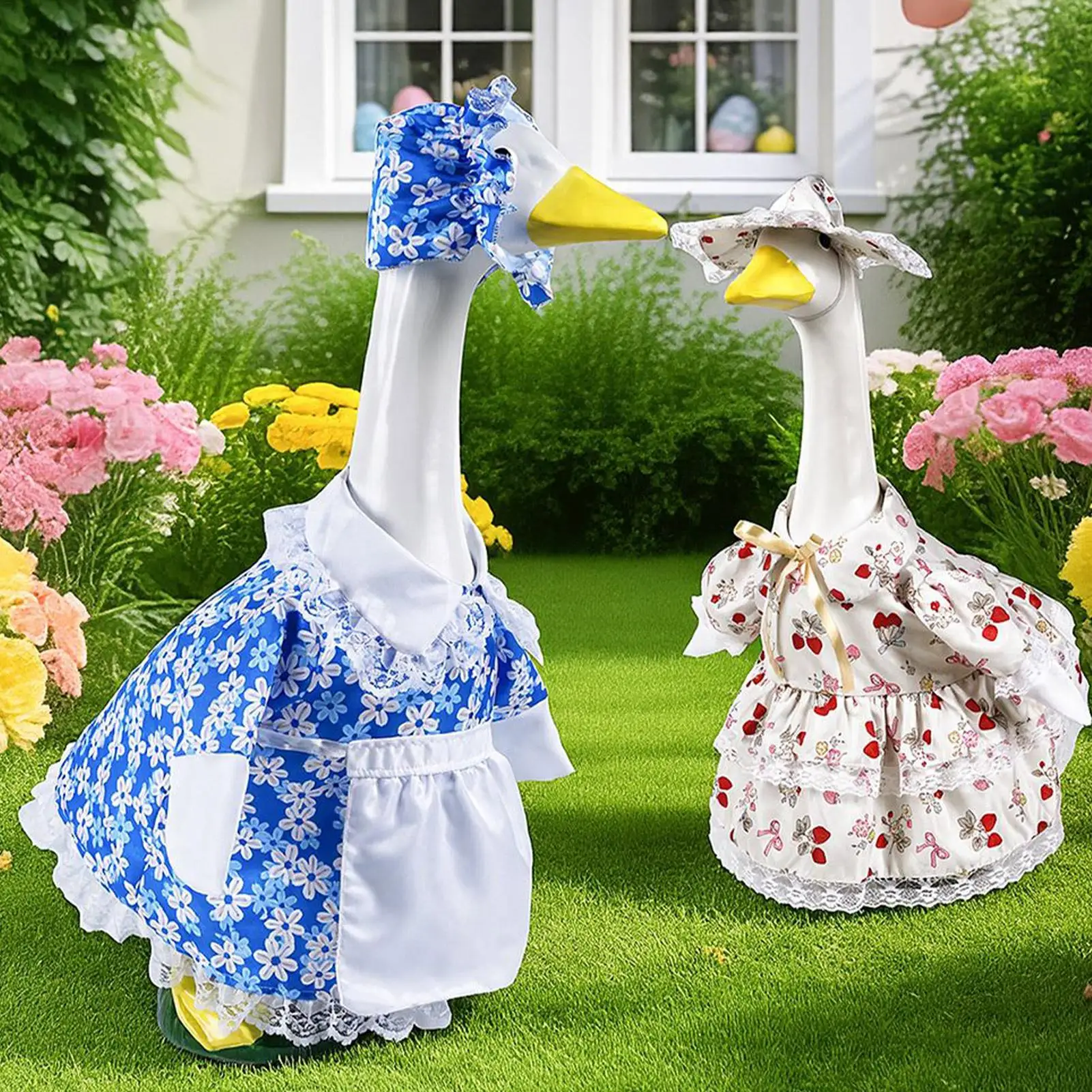

Одежда для гусей на веранду: Пасторальное платье 23 дюйма с шляпкой, украшение для газона, одежда для садовых фигурок, декор для двора