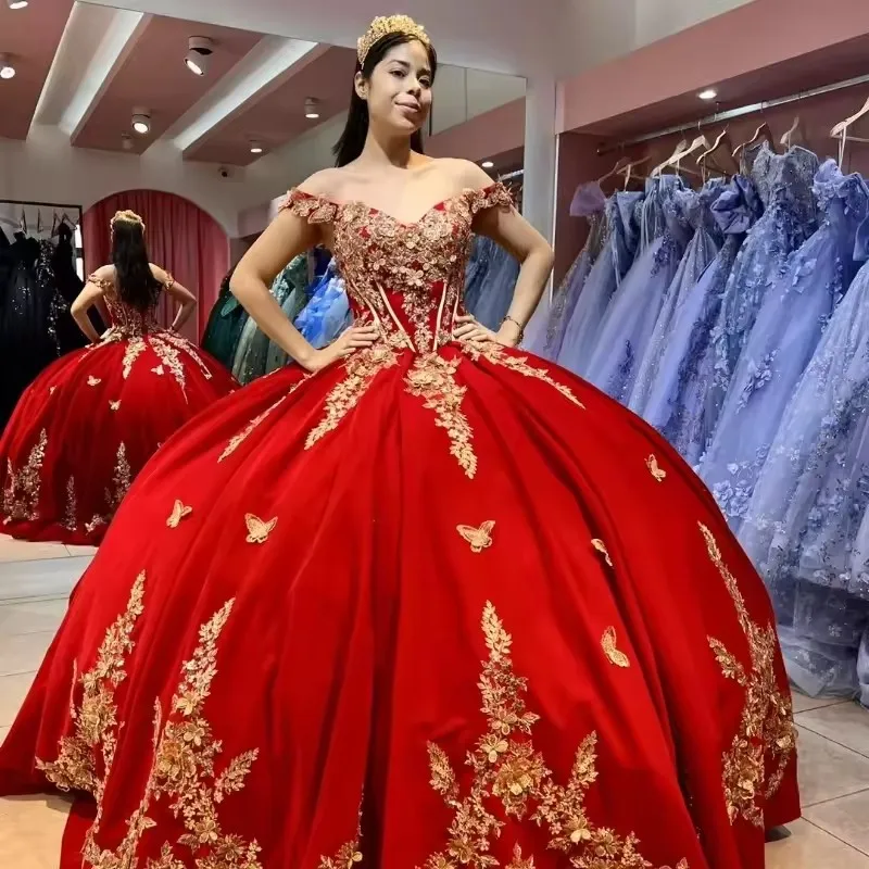 red and gold quinceanera dresses Burgundy Quinceañera Dress with Embroidered Corset Train XS / Burgundy designed for the girl who wants a moment shell never forget Red and Gold Quince Dress