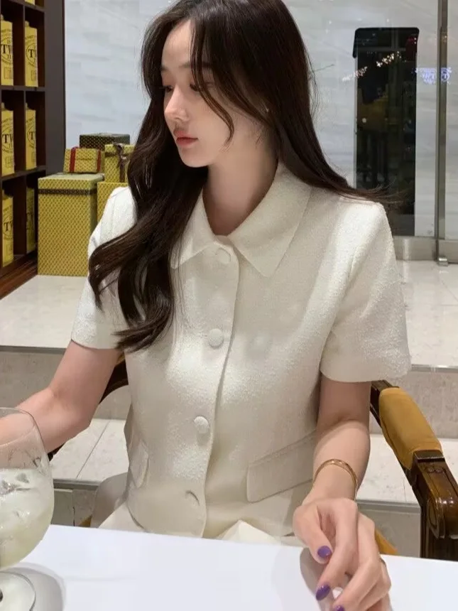 

Ele ort Sve Suit Jaet for Women Summer 2025 Chic Sle Personali High Quali Faionable Top Commute Loose Fit