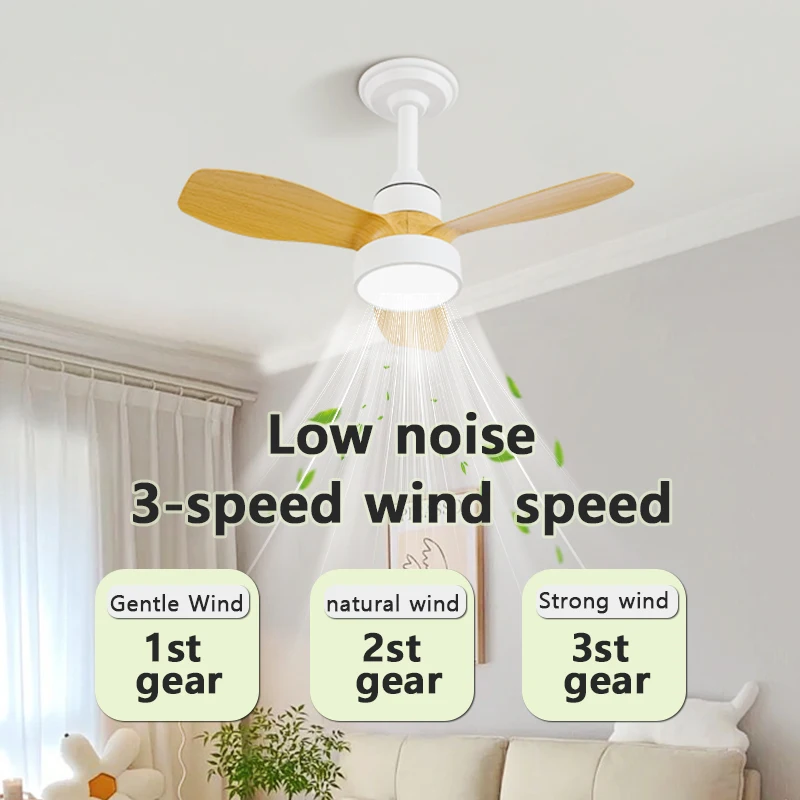 

24 In White Ceiling Fan with Light and Remote Control, Remote Control Adjustable for Modern Lighting, Bedroom Ceiling Fan Simple