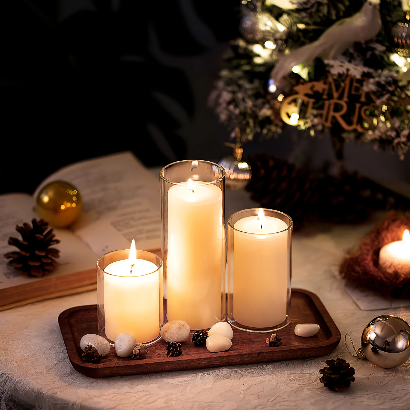 3 قطع من حاملات الزجاج، ظلال شفافة مقاومة للبهتان، مثالية لذكرى الزفاف المنزلية، غطاء شفاف