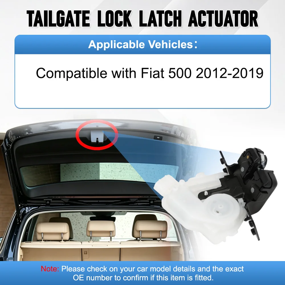For Fiat 500 2012 2013 2014 2015 2016 2017 2018 2019 Car Rear Tailgate Trunk Lock Latch Actuator 68070071AB, 68070071AD
