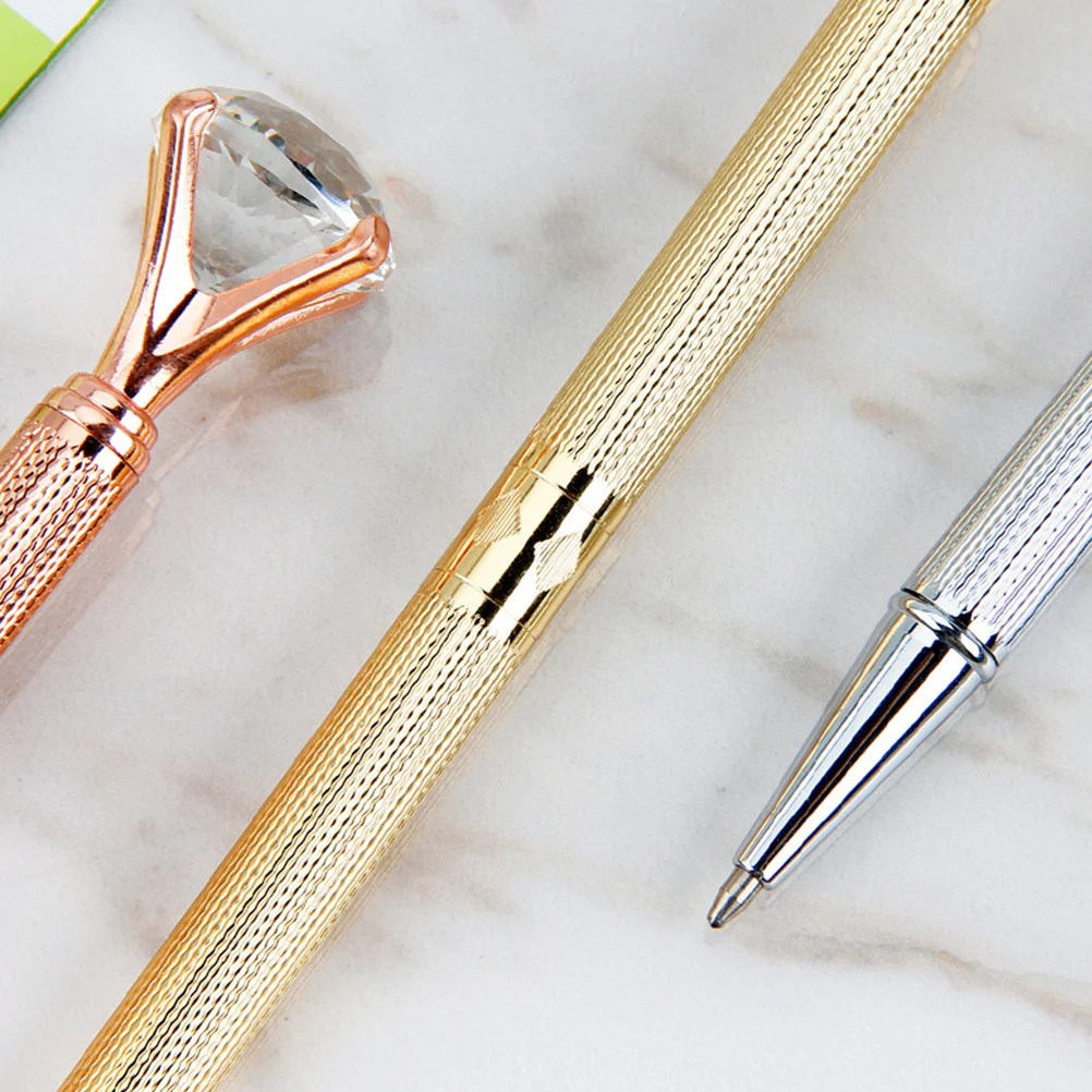 2pcs Carved Diamond Pen Gold Metal Ballpoint Roller Pens Fine Point Smooth Writing For Office School Work Study Gift Pens