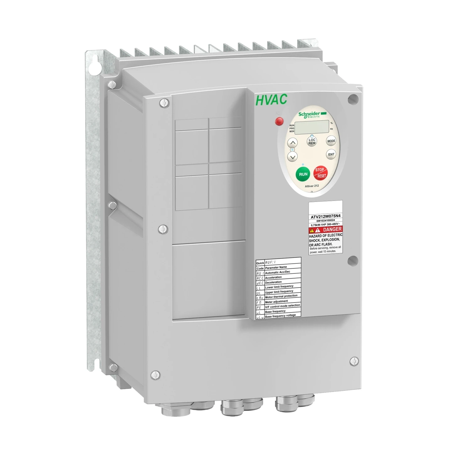 S-chneider ATV212 series variable speed drive 0.75-75kW 1-100 480V 3 phases with EMC class C2 IP55 ATV212W075N4 - ATV212WD75N4