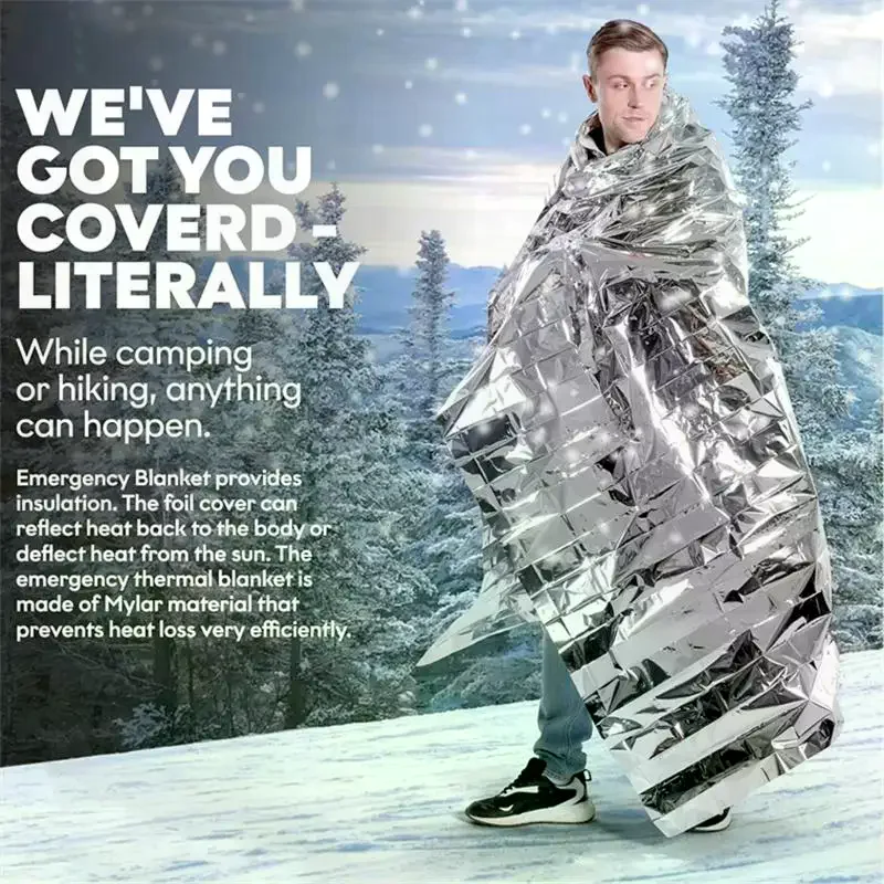 1/5 قطعة في الهواء الطلق الطوارئ الذهب والفضة بقاء بطانية الإسعافات الأولية الإنقاذ الستار احباط الحرارية يندبروف بطانية مقاومة للماء #5