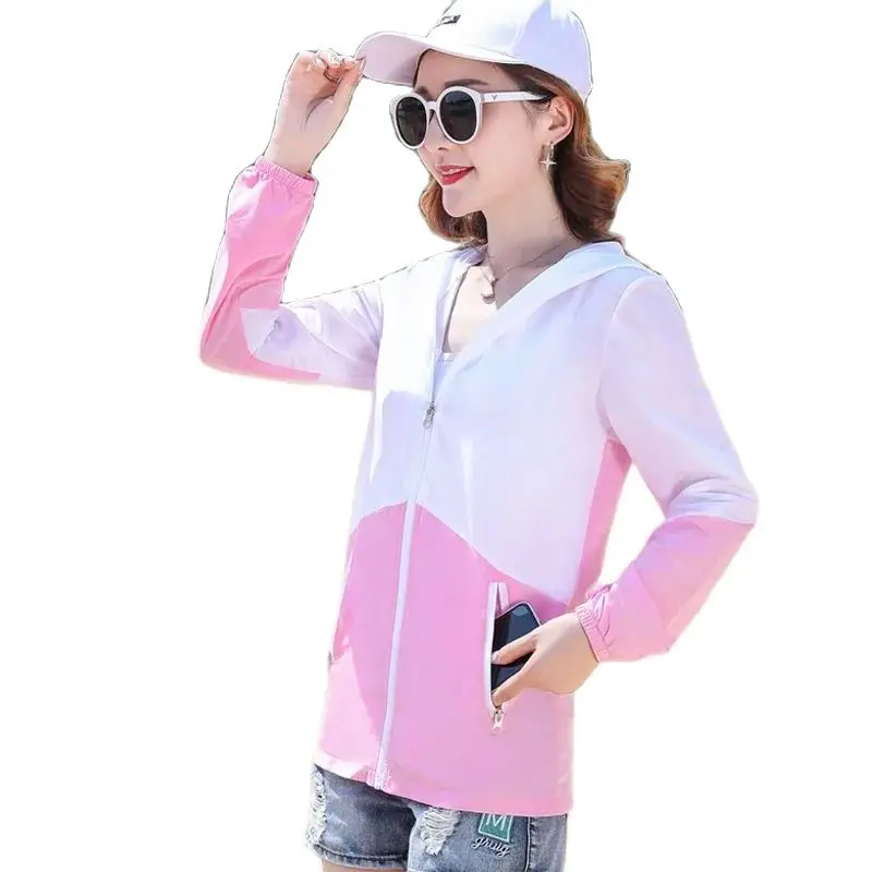 Women Summer Jacket  2022 Female Mid-length Sunscreen Clothes Hooded Jackets Looesventilation Ultraviolet-Proof Coat 4XL