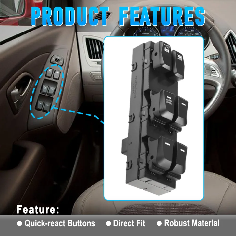 

Autodown Front Left Side Master Power Window Lifter Control Switch 935712S050 93571-2S050 for Hyundai Tucson 2.0L 2.4L 2010-2015
