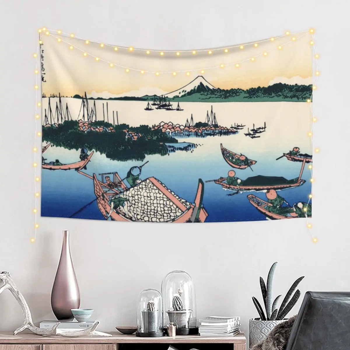 Tsukuda Island in Musashi Province - Katsushika Hokusai Tapestry Wall Tapestries Wall Mural Tapestry