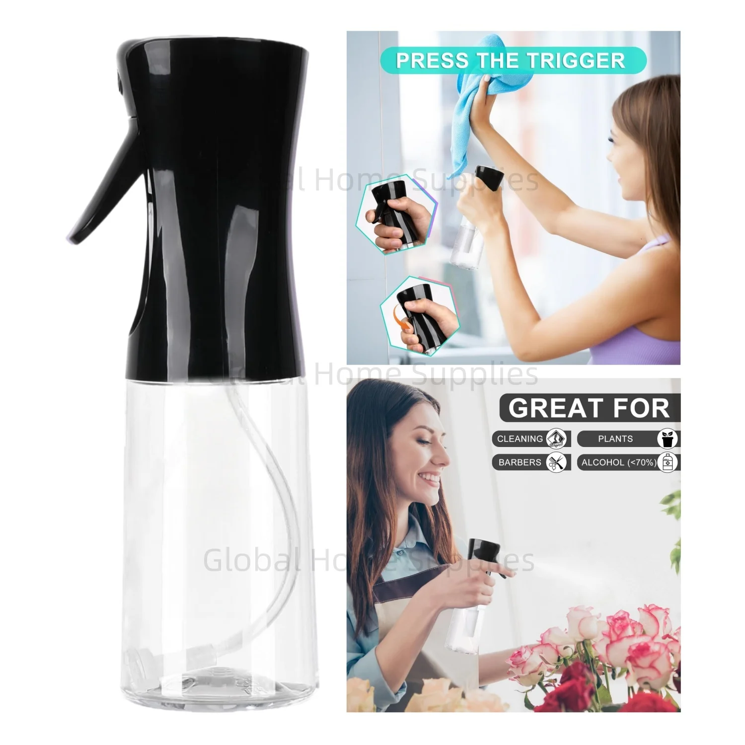 

Home Spray Bottle for Hair Continuous Empty Ultra Fine Plastic Water Mist Sprayer For Hairstyling Curly Hair Cleaning Salons