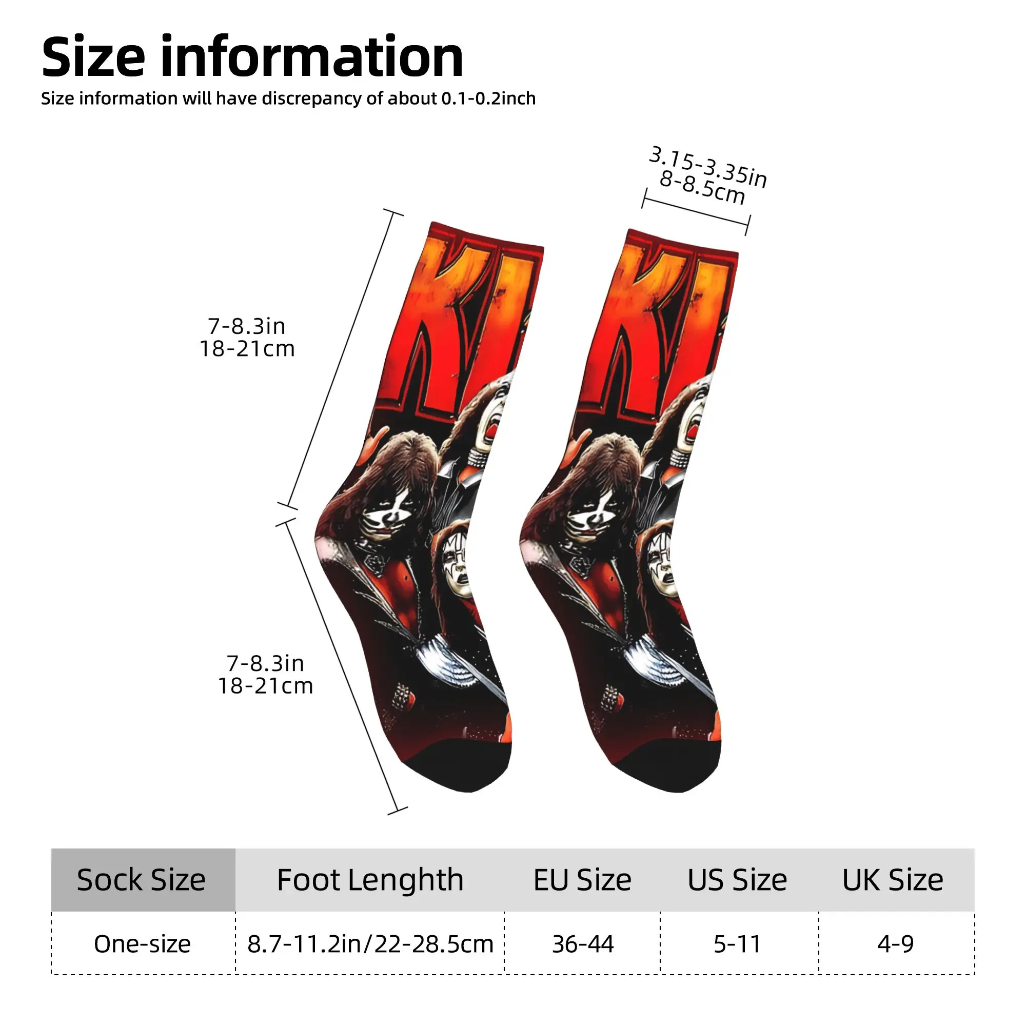 ถุงเท้ากันลื่นลายวง Kiss Metal สำหรับผู้ชาย ใส่สบาย เหมาะกับกิจกรรมกลางแจ้ง ถุงเท้าลำลองลายพิมพ์สำหรับฤดูใบไม้ร่วง