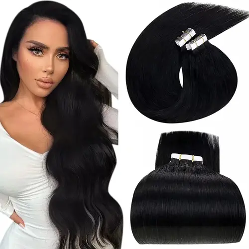 Cinta de brillo completo en extensiones de cabello humano mujeres negras cinta de cabello brasileño Natural en extensiones de cabello 20 piezas/50g mujeres rectas