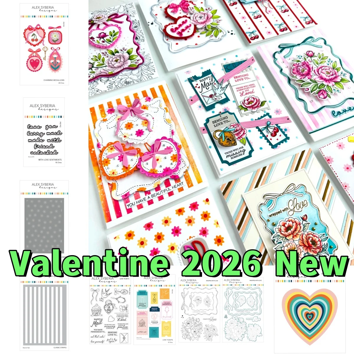 

Valentine 2026 New Charming Medallions Love Tickets Flowers Metal Cutting Dies Clear Stamps Stencil for DIY Scrapbook Paper